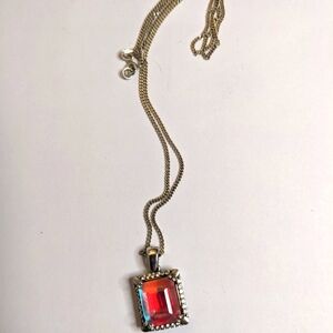 Signed 925 Iridescent Crystal Pendant Necklace‎